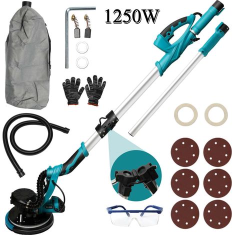 Ponceuse Girafe Électrique 1250 W, Ponceuses murs et sols Avec poignée pliable rétractable et Bande lumineuse LED, 0°-90°, Câble 4 m (1/5)
