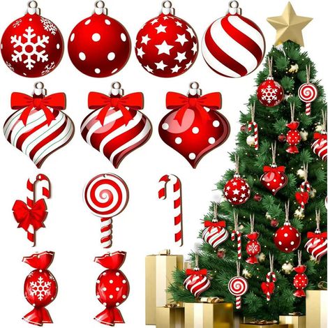36 Pièces Decoration Noel Sapin en Bois, Decoration Sapin de Noel, Deco Sapin de Noel, Suspension Deco Noel Sapin - MMCD-ZGL-05006 (1/5)