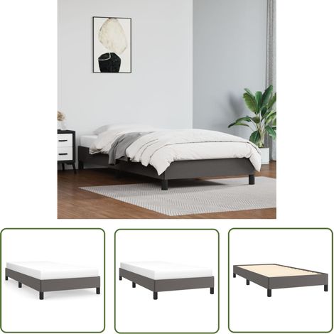 The Living Store Cadre de lit sans matelas gris 90x200 cm similicuir - Cadre De Lit - Lit Double - Lit Gris - Similicuir - Literie (1/5)