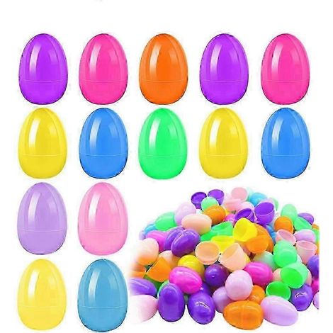 Lot de 100 œufs de Pâques en plastique vides et colorés à remplir (1/5)