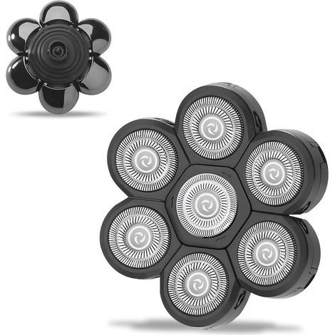 7D Ersatzklingenköpfe, de Lames de rechange pour Rasoir, Rasoir de Calvitie, de Lames de rechange pour Rasiererköpfe, Rotationsklingen en acier Inoxydable pour Rasoir (1/5)
