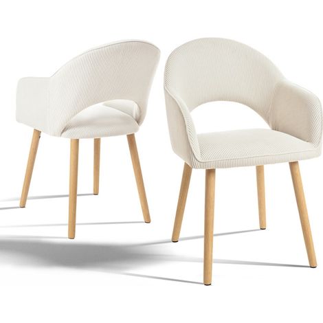 Goeurvant Sillas de comedor cómodas con respaldo en forma de media luna y reposabrazos ergonómicos, La combinación perfecta de soporte y estilo - Juego de 2 - Blanco