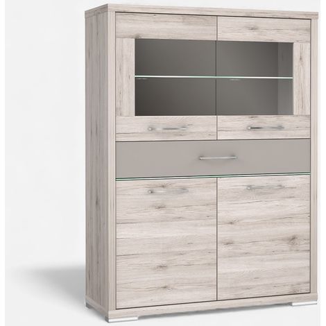 Madia alta rovere con vetrina e luci LED 117x157 Stay (1/5)