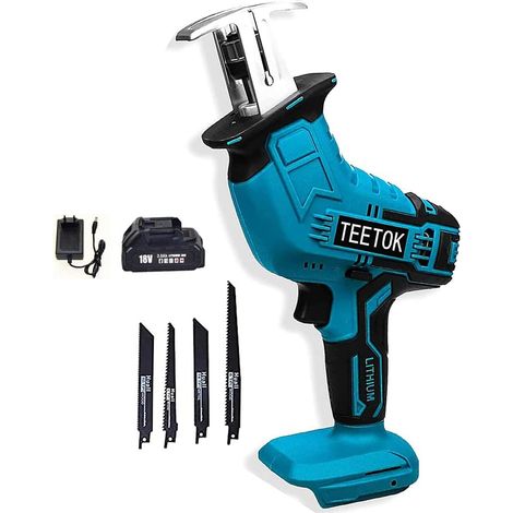 Scie alternative avec 1x batterie 3.0Ah et chargeur ,Compatible avec la batterie Makita, sans fil Li-Ion LXT Mini scie alternative +4 lames