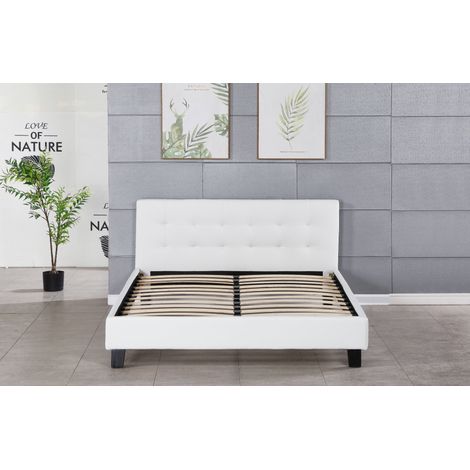 Letto completo - Set letto Frederic bianco 140x190 + Materasso di lusso Aloe - Letto + Rete + Materasso