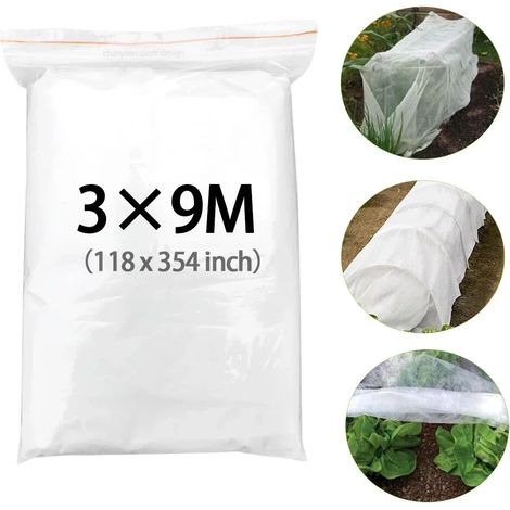 (3 x 9 m) 27 g - Couvertures flottantes de jardinage pour fruits et légumes, idéales pour l'hiver et les conditions climatiques froides. (1/4)