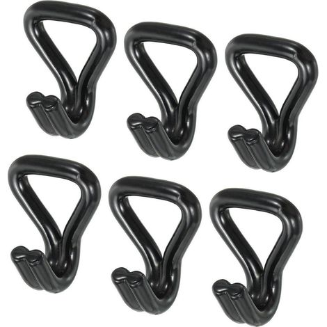 Ratschen-Doppel-J-Haken 6er-Pack, 1,5t Traglast, schwarz, für 1" Zurrgurte