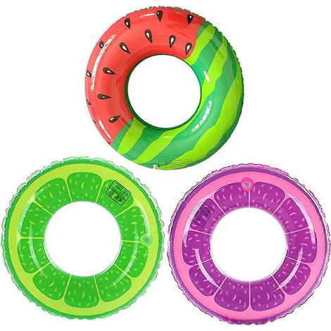 Lot de 3 bouées gonflables pour piscine, anneaux de natation, jouets de plage en forme de fruits pour enfants et adultes - Style 3 (1/5)