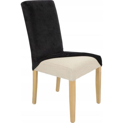 HOUSSE DE CHAISE EN VELOURS ÉLASTIQUE NOIR [21WC] (1/5)