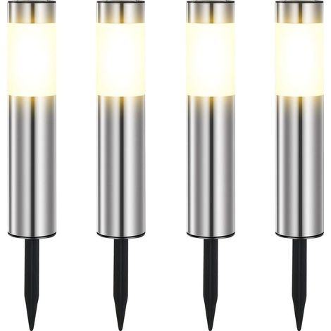 Lampe Solaire Exterieur, En Acier Inoxydable Solaire Exterieur Jardin LED éTanches IP65 Pour Le Patio, La Pelouse, Les Chemins Et Les Sentiers De La Cour De Jardin Blanc Chaud (4 Pièces) (1/3)