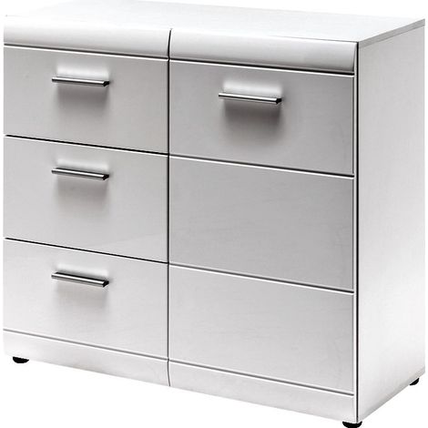 Kommode DANARO-01, 96x86x40cm, Hochglanz weiß (1/5)
