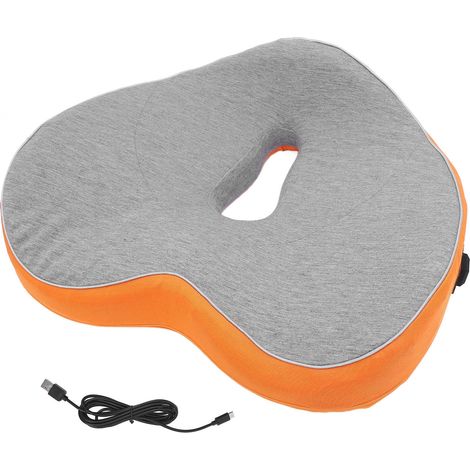 Coussin de chaise chauffant USB, coussin en mousse à mémoire de forme, 3 niveaux de réglage, hanche d'hiver pour la maison, Orange (1/5)