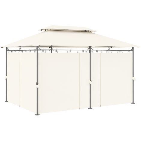 Gazebo de Jardin 3x4 m avec Tentes Amovibles, Double Toit et Structure en Métal, Crème (1/5)