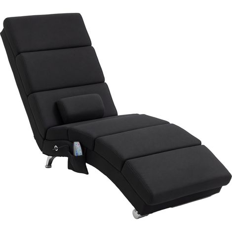 Poltrona reclinabile/lounge ergonomica, massaggiante e riscaldabile con telecomando, 56 x 168 x 84 cm, nera. (1/5)