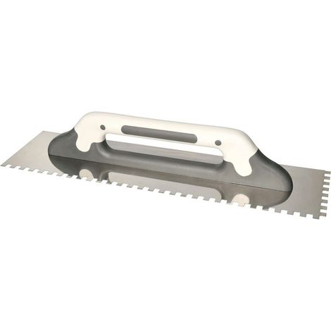 Planche à frire en acier inoxydable 480 x 130 mm spatule dentée 8 x 8 mm pour colle mastic plâtre truelle dentée (1/5)