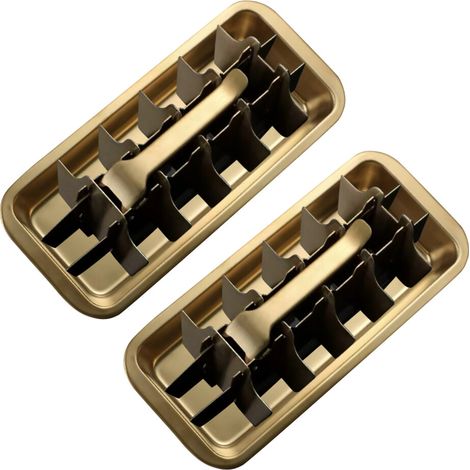 Paquete de 2 bandejas para cubitos de hielo de acero inoxidable de alta resistencia Dorado