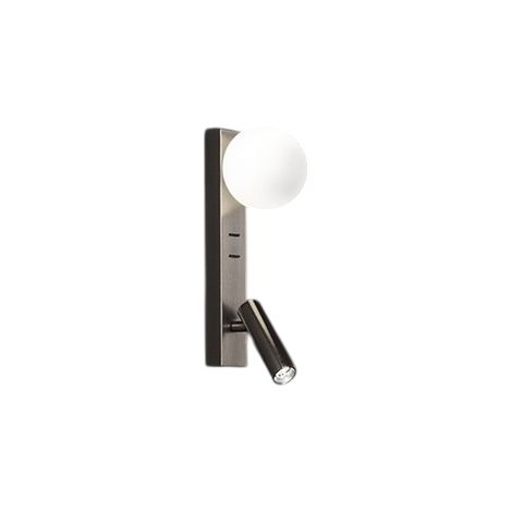 Fog - Applique de chevet avec USB et USB-C, LED 3W+G9, sphère blanche, 3000K, corps orientable, diffuseur en verre - Perenz - Gris (1/5)