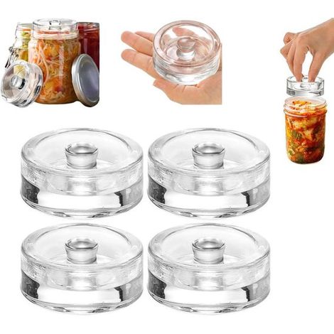 4 teiliger Glasdeckel mit großer Öffnung Gärpressstein aus Glas Flasche nicht enthalten Zum Einmachen und Gären Fördert die Gärung zum Heimbrauen (1/5)