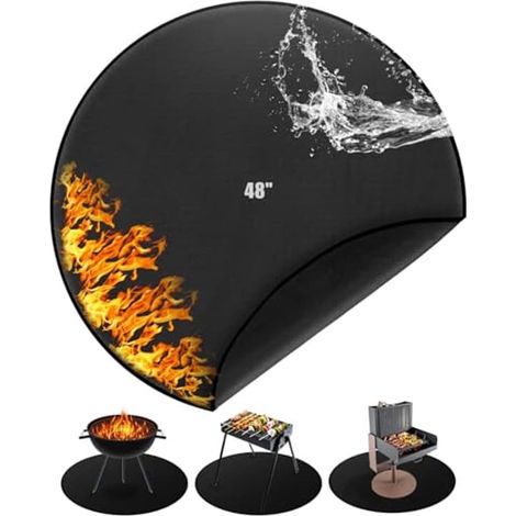 Filiyano-Tapis de protection anti-feu rond pour barbecue et usage extérieur, tapis de cuisson résistant à la chaleur de 120 cm pour une utilisation en (1/5)
