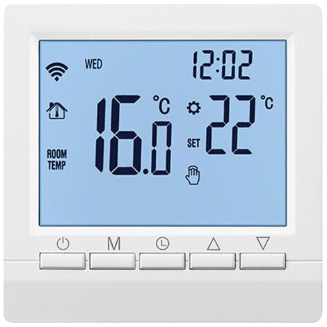 TONYSA Thermostat de chaudière à gaz (avec piles), thermostat mural, thermostat programmable, thermostat d'ambiance, alimenté par 2 piles AA, pas de WiFi, piles non incluses