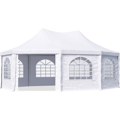 Gazebo a pagoda 5x7 mTOOLPORT facile e veloce da montare con finestre - robusto telo in PVC 700 bianco