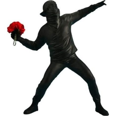 Statue - Ornements Modernes - Sculpture Lanceur de Fleurs - Résine - Noir - 18cm x 21.5cm x 5.5cm (1/4)