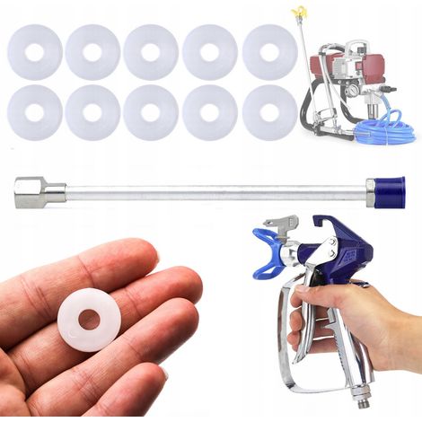 Rosfix Set Farbspritzpistole Blue Monster mit Düse 517, 30 cm Spritzlanze & 7/8" Dichtung – 500 bar 1/4" Anschluss Für Spachtelmasse & Farbe Lackierzubehör (1/5)