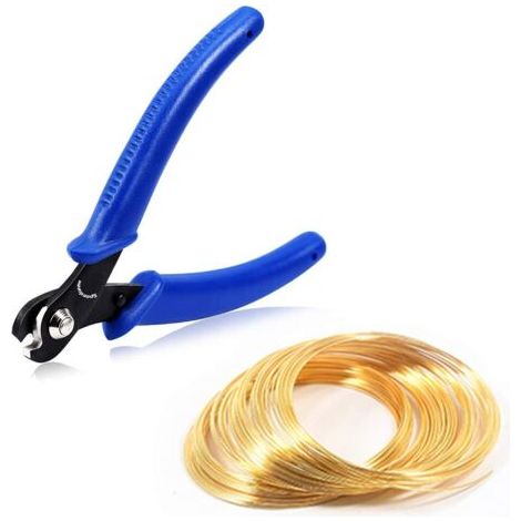 Pince coupante de fil à mémoire de forme de 12,7 cm - 100 boucles - Doré - Pour la fabrication de bracelets, de bijoux, de perles, de travaux manuels