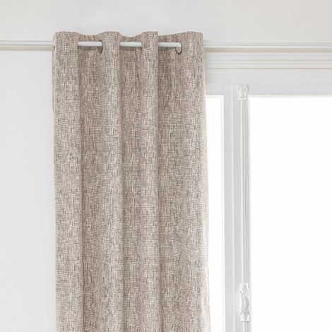 Atmosphera – Rideau occultant en jacquard beige 140x260cm – Tissu épais pour assombrir – 8 œillets – Lavable en machine à 30°C (1/5)