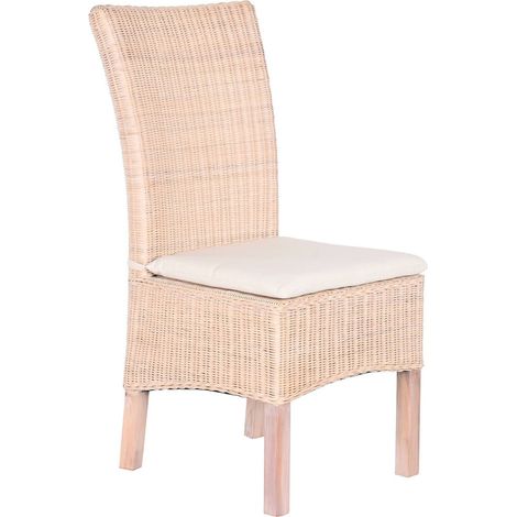 Fauteuil élégant en osier blanc et coussin moelleux - Blanc cassé avec nuances de rotin naturel (1/5)