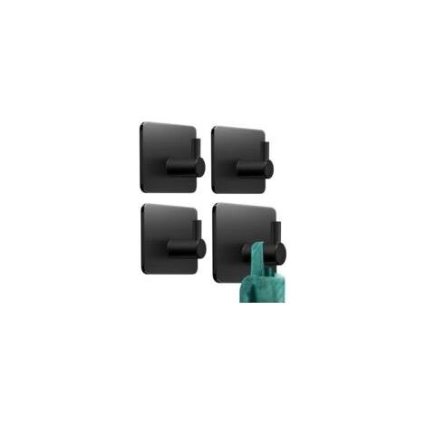 Schwarze, selbstklebende Wandhaken, 4 Stück, kein Bohren erforderlich, Wandgarderobe, selbstklebende Badhaken, wasserfeste Wandhaken, selbstklebend für Toiletten, Küchen und Büros