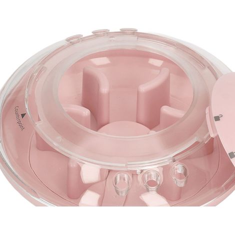 Distributeur de friandises pour chien, jouet puzzle amusant et réglable, sûr et stimulant pour animaux de compagnie, rose, idéal pour l'intérieur. (1/5)