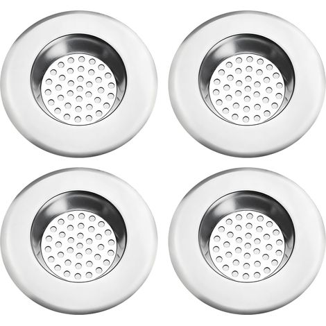 Crépine d'évier en piècesAttrape-Cheveux pour Douche Bouchon d'évierAttrape-Cheveux pour Cuisine 4 pièces 75mm Acier Inoxydable (1/5)