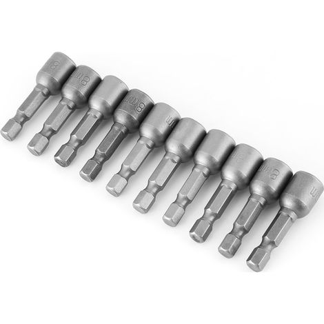 Ensemble 10 douilles magnétiques hexagonales métriques, emmanchement 1/4" pour perceuses électriques (1/5)