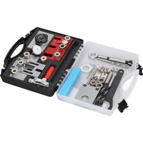 Lot de 2 gabarits de perçage aluminium pour chevilles, guide de foret de précision, outil de menuiserie pour trous droits, kit de perçage robuste (1/5)