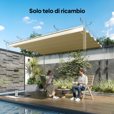 Copertura per Gazebo Pergola 4x3 m in Poliestere Traspirante Beige con 10 Fori di Drenaggio (1/5)