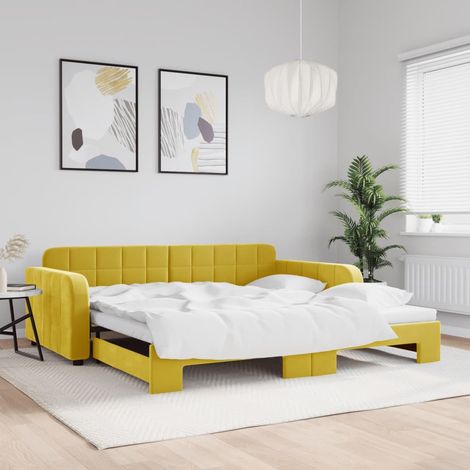 Sofá cama nido terciopelo amarillo 100x200 cm vidaXL (1/5)