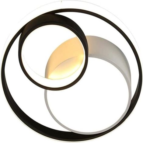 Plafonnier LED rond moderne noir et blanc à intensité variable (3 couleurs) pour îlot de cuisine, bar, restaurant (1/5)