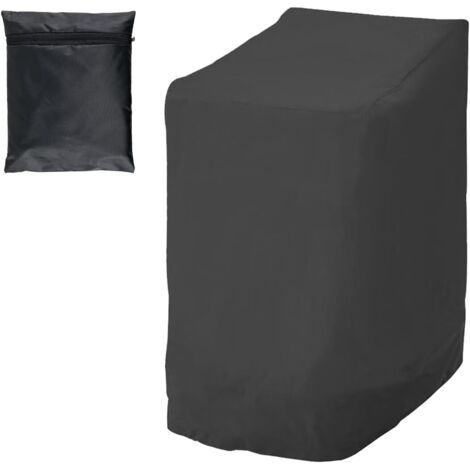 Funda para sillas de jardín para 6 sillas apilables, impermeable y anti-UV, funda para sillas de exterior en tela Oxford 210D, 114 x 85 x 65 cm, negro (1/5)