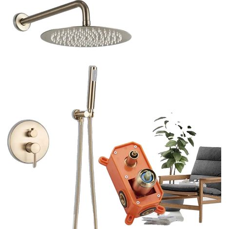 Ensemble de robinet de douche, poignée unique, construction en laiton, ensemble de douche de 12 pouces (1/2)