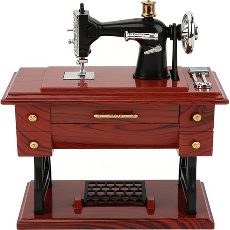 Mini Machine à coudre, boîte à musique, jouet musical Vintage à remonter, pour décoration de table, cadeau de vacances, 1010 (1/5)
