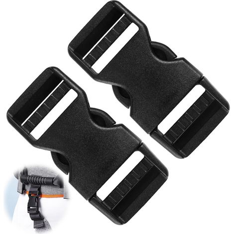 2 boucles à clip 25mm, fermoir plastique noir pour sac à dos, collier pour chien, sangle