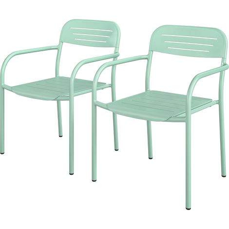 Set aus 2 stapelbaren, wetterfesten Gartenstühlen mit Armlehnen, 56 x 58 x 78 cm, grün