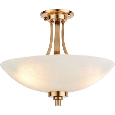 Plafoniera Welles ottone anticato 3xE27 vetro bianco (1/5)