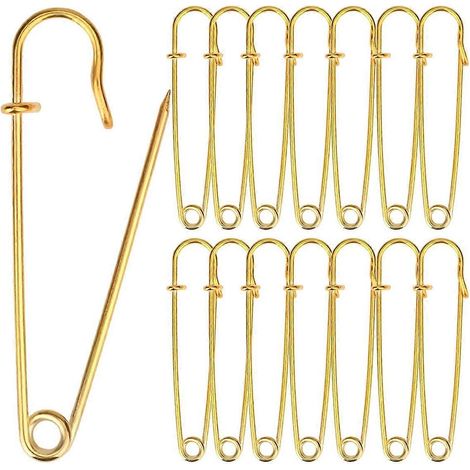 15 robuste 10 cm lange Sicherheitsnadeln aus Stahl für Decken/Stoffe (1/5)