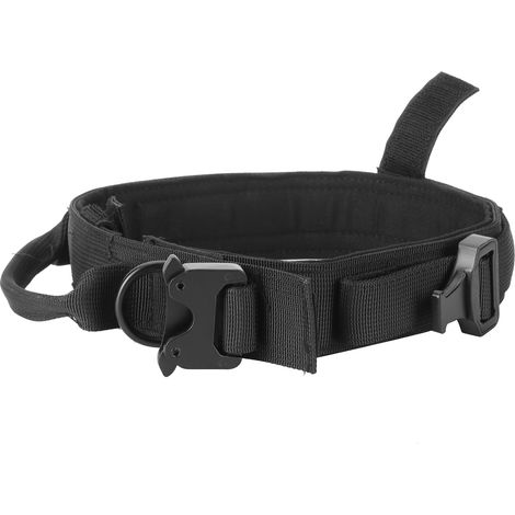 Collier chien nylon entraînement chasse laisse avec boucle acier accessoire animal noir