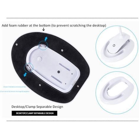 5X Loupe Pliante Pince de Table Lampe Lumineuse Loupe Lecture / Retouche / Soudure Clip-on Table Top Desk Large (1/4)
