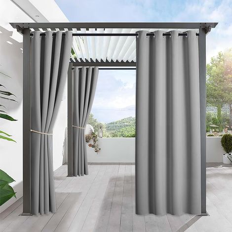 Rideaux de Jardin d'extérieur imperméables, Rideau occultant avec œillets, 1 pièce, étanche, isolé thermiquement, pour Balcon terrasse Porche pergola Gazebo, Gris,1x1.4m (1/5)