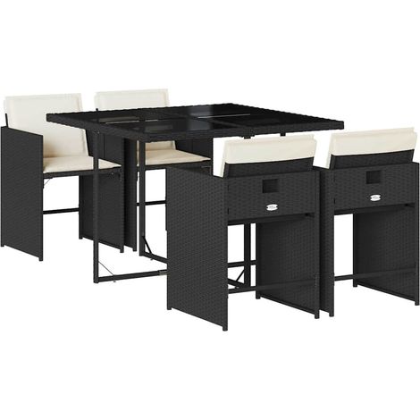 Maison Exclusive - 5-tlg. Garten-Essgruppe mit Kissen Schwarz Pol