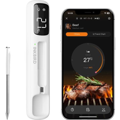 Fleischthermometer, Bluetooth-Konnektivität, wasserdichtes Design, INT-11I-B (1/2)